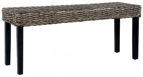 Fekete természetes kubu rattan és tömör mangófa pad 110 cm