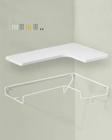 2 darabos sarok fali polc, fehér 40x29x4cm