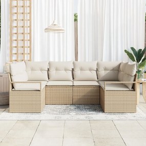 6 darabos kert kanapészett párnákkal Bézs poly rattan