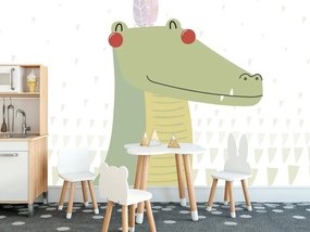 Öntapadó tapéta aranyos krokodíl indián tollakkal