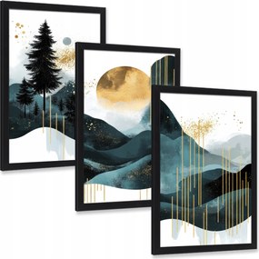 Három darabos kép szett Tájkép erdő glamour triptichon 3 db 30x20 cm