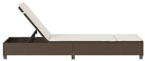 barna polyrattan napozóágy párnákkal 55x200x25,5 cm