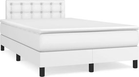 vidaXL fehér műbőr rugós ágy matraccal 120 x 200 cm