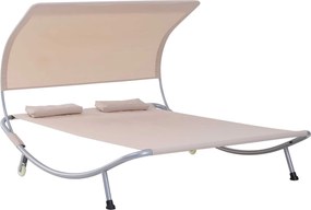 Outsunny 2-Fős Kerti Napozóágy Modern Design Állítható Tető 2 Kerekes 2 Párna Epoxi-Bevonatú Acél Poliészter Homok | Aosom