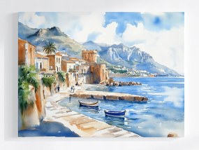 Poszter Tájkép Olaszország Szicília Tenger Marina Hajók 80x60