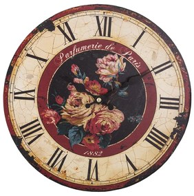 Antikolt vintage rózsás falióra 29 cm Parfumerie de Paris 1882