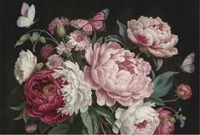 Fotótapéta Flizelina Nappali és Hálószoba Bazsarózsa és pillangók 104x70