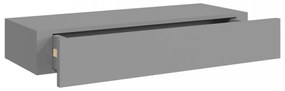 2 db szürke MDF falra szerelhető fiókos polc 60 x 23,5 x 10 cm