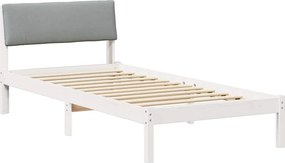 vidaXL Ágykeret Fehér és világosszürke 100 x 200 cm Tömör fenyőfa