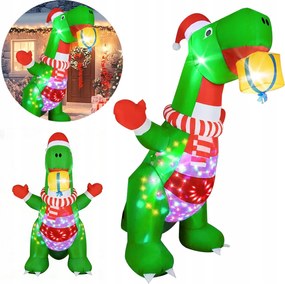 Profi Nagy Felfújható Karácsonyi Dísz Dinoszaurusz 240 CM Karácsonyi Led Dekoráció
