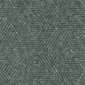 Csíkos És Háromszög Mintás Tapéta, Zöld