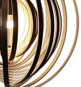 Fából készült függőlámpa kábelen, 1xE27/60W/230V, átm. 43,5 cm, tömörfa/furnér/kaucsukfa