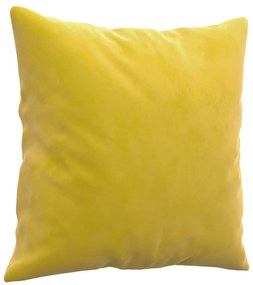 2 személyes sárga bársony kanapé díszpárnákkal 140 cm