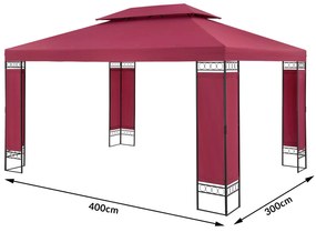 Casaria® Kerti pavilon Elda 3x4 - bordó