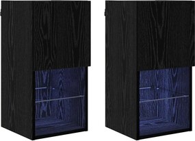 vidaXL Fali TV szekrények 2 pcs Fekete tölgy 30,5 x 30 x 60 cm Faanyag