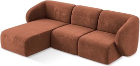 Terrakotta színű zsenília sarokkanapé (bal oldali-heverő résszel) Lani – Makamii