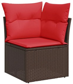 9-részes barna polyrattan kerti ülőgarnitúra párnákkal