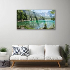 Üvegkép Természet-hegység Lake Forest 125x50 cm