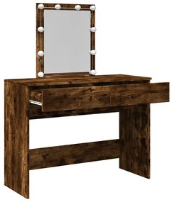 füstös tölgy színű fésülködőasztal LED-del 100 x 40 x 130 cm