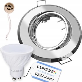 Halogén låmpatest szett Króm Kerek GU10 Led izzó 10W Hideg