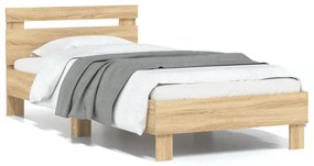 sonoma tölgy színű fejtámlás ágykeret matrac nélkül 90 x 200 cm