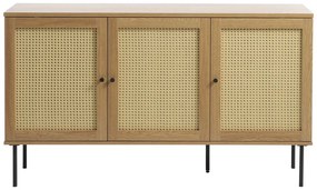 Natúr színű alacsony komód tölgyfa dekorral 140x80 cm Pensacola – Unique Furniture