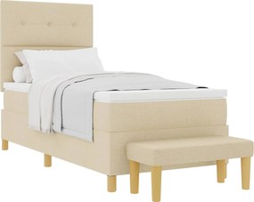 vidaXL Boxrugós ágy matracmal fejtámlával Krém 80 x 200 cm szövet
