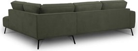 Sötétzöld zsenília sarokkanapé (jobb oldali-L alakú) Amsterdam – Scandic