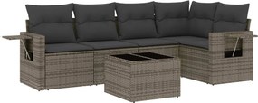 vidaXL 6 részes szürke polyrattan kerti ülőgarnitúra párnákkal