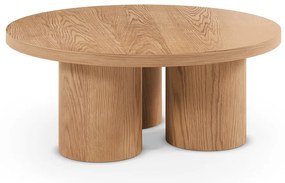 Natúr színű kerek dohányzóasztal tölgyfa dekorral ø 100 cm Arancha – MOME