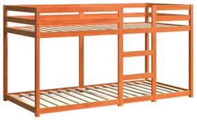 viaszbarna tömör fenyőfa emeletes ágy 90x200 cm