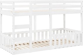 vidaXL fehér tömör fenyőfa emeletes ágy 80 x 200 cm