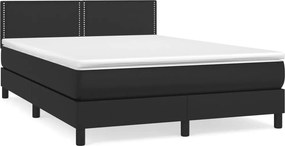vidaXL fekete műbőr rugós ágy matraccal 140 x 190 cm