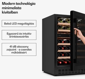 Klarstein Velaire pult alatti borhűtő, modern, elegáns, UV-védelem, Kétzónás, 46 palack