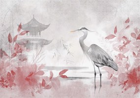 Fotótapéta levelek darvak madarak keleti stílus zen nappali hálószoba