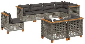 8 részes szürke polyrattan kerti ülőgarnitúra párnákkal