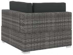 3 részes szürke polyrattan kerti kanapészett párnákkal