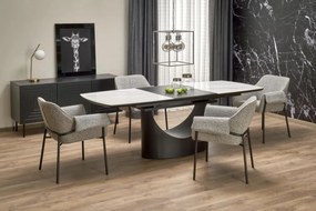 OSMAN bővíthető asztal, fehér márvány / fekete