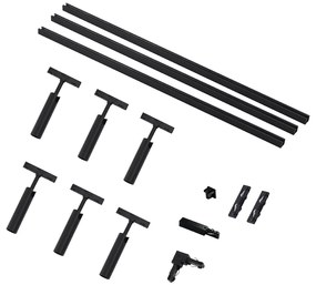 Modern sínrendszer 6 fekete spotlámpával, 1 fázisú - Slimline Uzzy