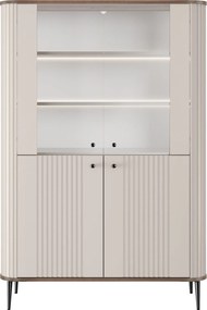 Vesper négyajtós vitrin 103 cm - kasmír / dió / fekete lábak