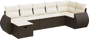 vidaXL 7 részes barna polyrattan kerti ülőgarnitúra párnákkal