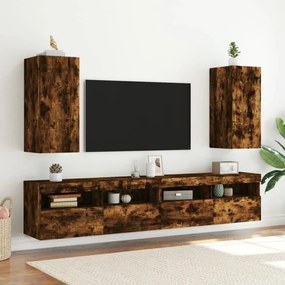 füstös tölgy színű fali TV-szekrény LED-ekkel 30,5x35x70 cm