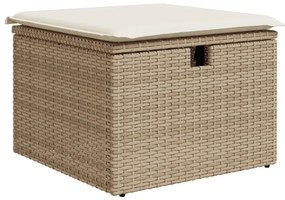 8 Darabos Kerti Kanapé Készlet Párnákkal Bézs Poly Rattan, 2 Személyes Kerti Kanapé Párnákkal Bézs Poly Rattan