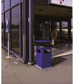 Manutan  Fém kÜltéri szemetes kosár hamutartóval, térfogata 70 l, kék%