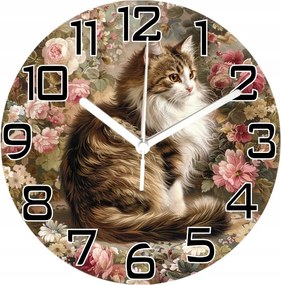 Falióra Gyönyörű Macska Virágokkal Ideális Cicáknak Full Print Ajándék
