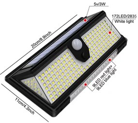 Napelemes kerti világítás mozgásérzékelővel - 190 LED