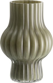 Dekorációs Üveg Váza 20 CM Átmérő 13,5 CM Zöld Kézzel Készített