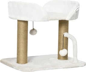 PawHut Macska Kaparófa Kicsi Macskák számára, 42 cm Magas Macska Fa Fészekkel, Függő Labdákkal és Zsinóros PosteKKel, 48x38x42 cm | Aosom