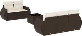 vidaXL 6 részes barna polyrattan kerti ülőgarnitúra párnával