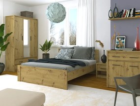 Ágy, 160x200, artisan tölgy, AIRON